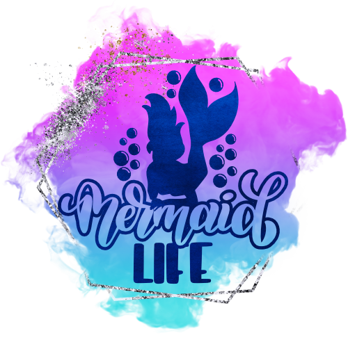 (198-10-C) Mermaid Life Purple Blue Watercolor