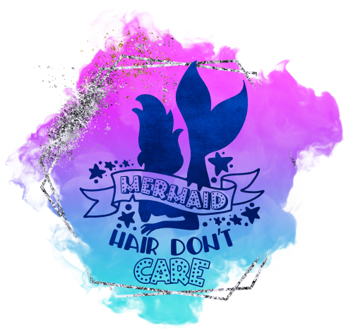 (198-10-D) Mermaid Hair Don't Care Purple Blue Watercolor