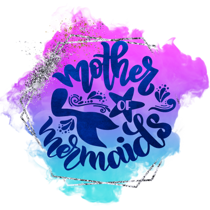 (198-10-E) Mother of Mermaids Purple Blue Watercolor