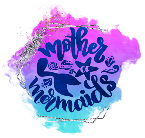 (198-10-E) Mother of Mermaids Purple Blue Watercolor