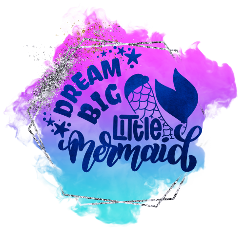 (198-10-F) Dream Big Little Mermaid Purple Blue Watercolor