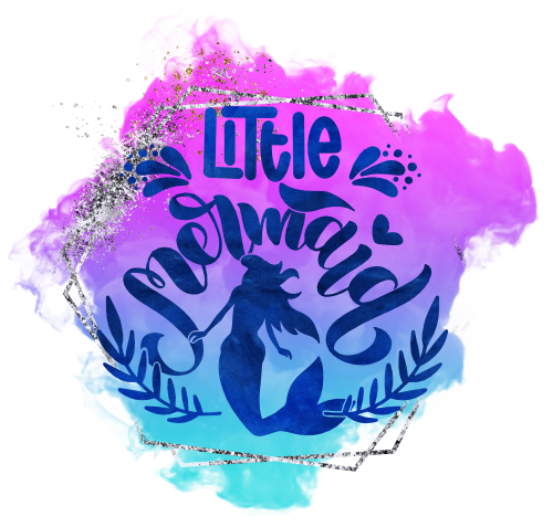 (s198-10-I) Little Mermaid Purple Blue Watercolor