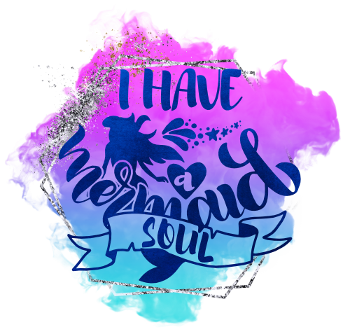 (198-10-J) I Have a Mermaid Soul Purple Blue Watercolor