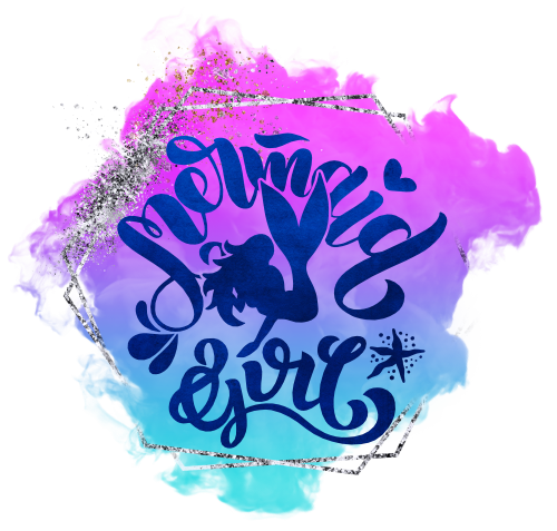 (s198-10-K) Mermaid Girl Purple Blue Watercolor