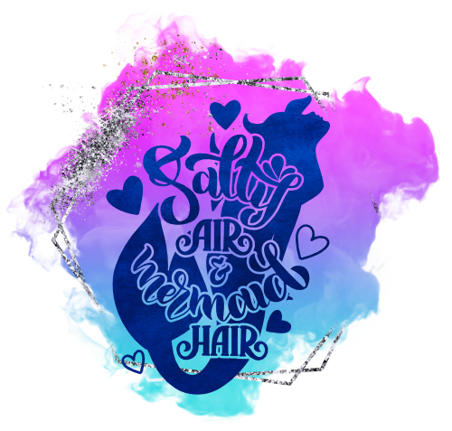 (198-10-L) Salty Air & Mermaid Hair Purple Blue Watercolor