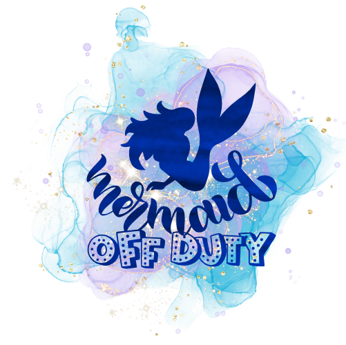 (s198-10-B) Mermaid Off Duty Purple Blue Watercolor