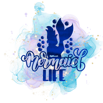 (198-10-C) Mermaid Life Purple Blue Watercolor