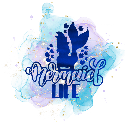 (s198-10-C) Mermaid Life Purple Blue Watercolor