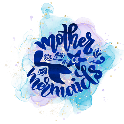 (198-10-E) Mother of Mermaids Purple Blue Watercolor