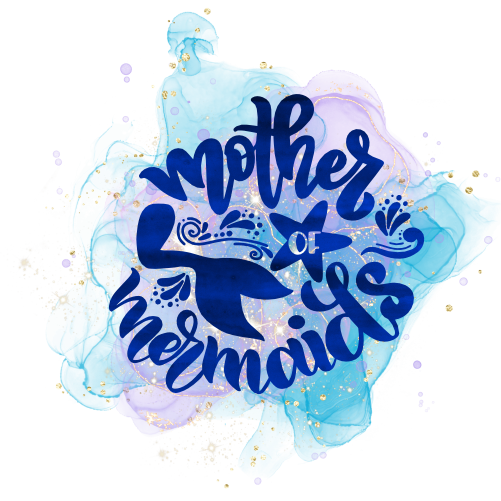 (s198-10-E) Mother of Mermaids Purple Blue Watercolor