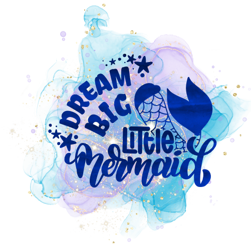 (s198-10-F) Dream Big Little Mermaid Purple Blue Watercolor