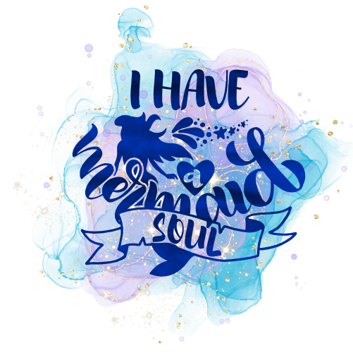 (s198-10-J) I Have a Mermaid Soul Purple Blue Watercolor