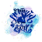 (198-10-K) Mermaid Girl Purple Blue Watercolor