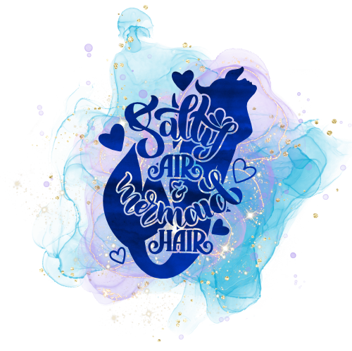 (s198-10-L) Salty Air & Mermaid Hair Purple Blue Watercolor