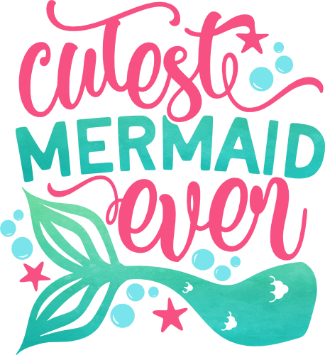(s198-5E) Cutest Mermaid Ever Pink Watercolor