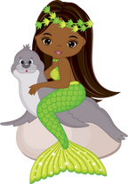 (198-06) African American Mermaid Seal