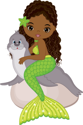 (198-06) African American Mermaid Seal