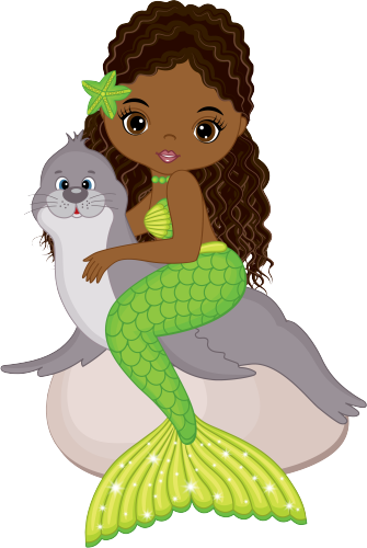 (198-06) African American Mermaid Seal