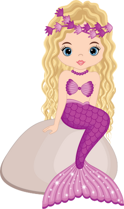 (198-06) Purple Mermaid Sitting Rock