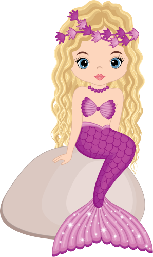 (198-06) Purple Mermaid Sitting Rock