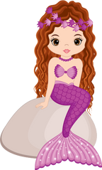 (198-06) Purple Mermaid Sitting Rock