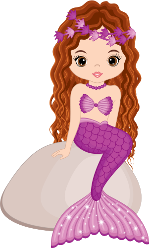 (198-06) Purple Mermaid Sitting Rock