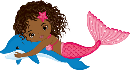 (198-06) African American Mermaid Dolphin