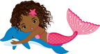 (198-06) African American Mermaid Dolphin