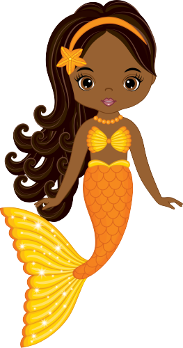 (198-06) Orange African American Mermaid