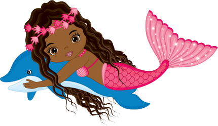 (198-06) African American Mermaid Dolphin