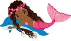 (198-06) African American Mermaid Dolphin