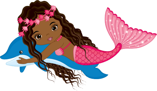 (198-06) African American Mermaid Dolphin