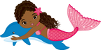 (198-06) African American Mermaid Dolphin