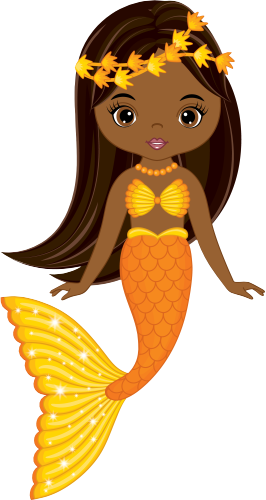 (198-06) Orange African American Mermaid