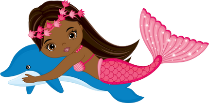 (198-06) African American Mermaid Dolphin