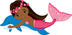 (198-06) African American Mermaid Dolphin