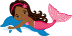 (198-06) African American Mermaid Dolphin