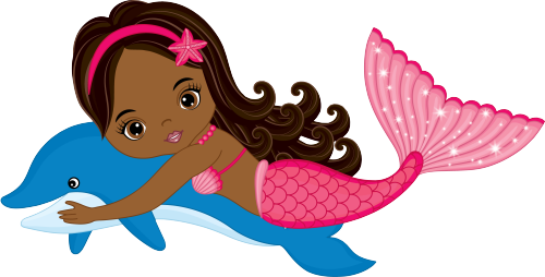 (198-06) African American Mermaid Dolphin