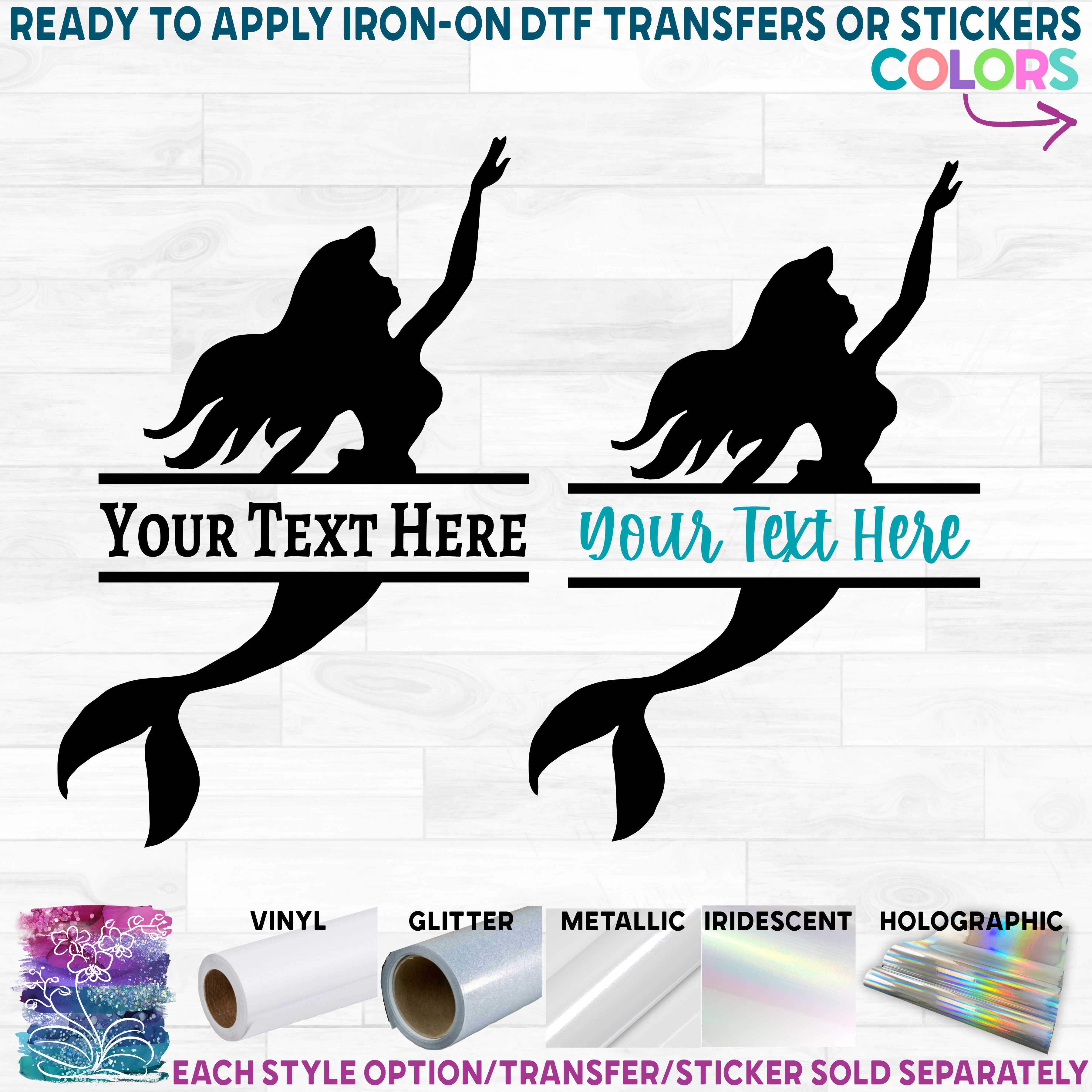 (s198-2D) Mermaid Split Name Custom Text