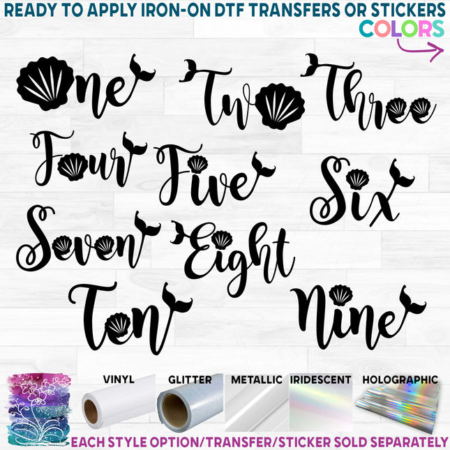 (198-07-2F) Mermaid Script Number Ages One, Two