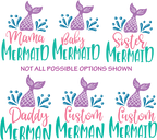 (s198-8H) Mermaid Merman Tail Family Custom Collection