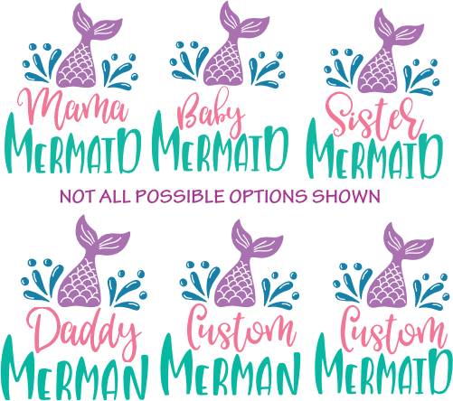 (198-08-H) Mermaid Merman Tail Family Custom Collection