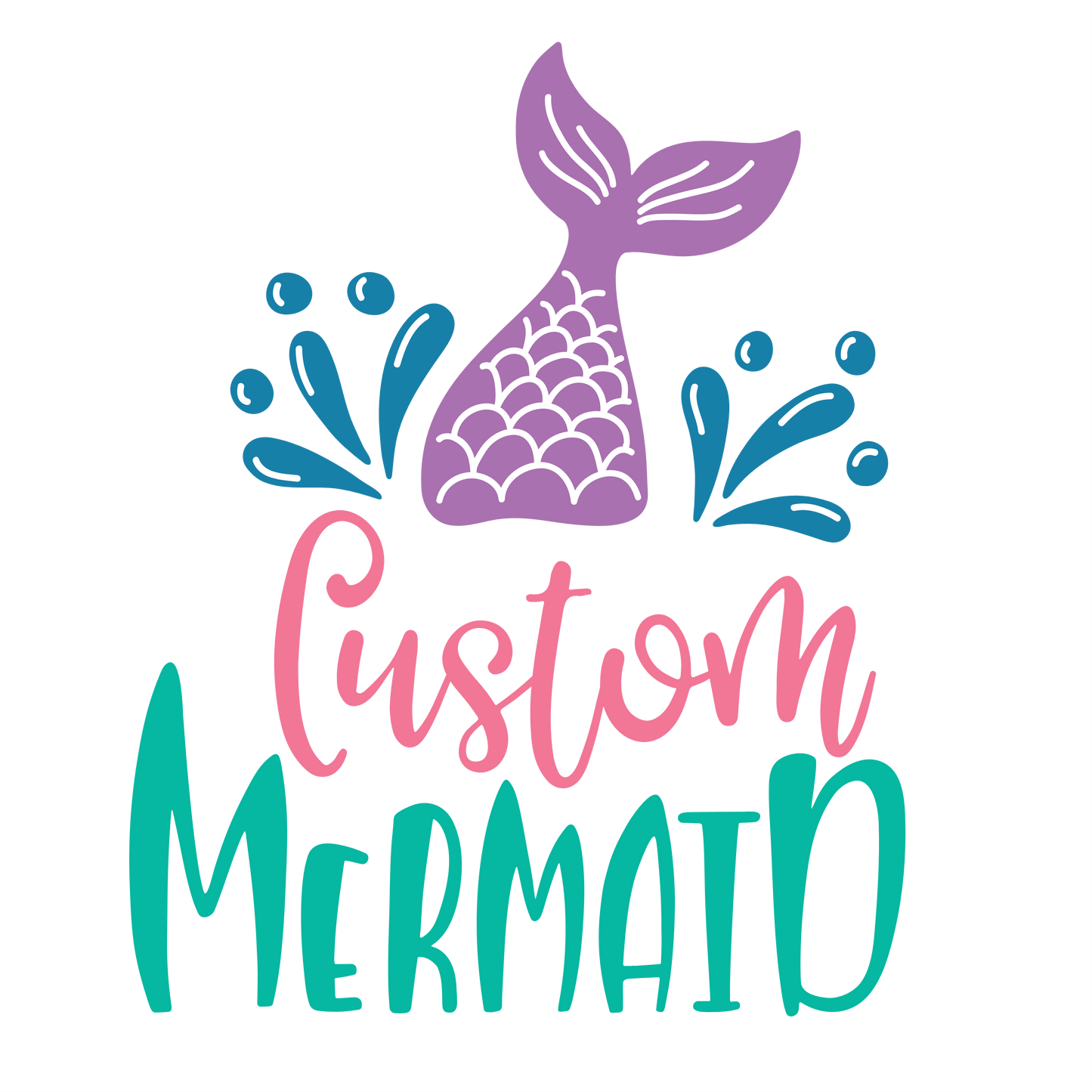 (s198-8H) Mermaid Merman Tail Family Custom Text