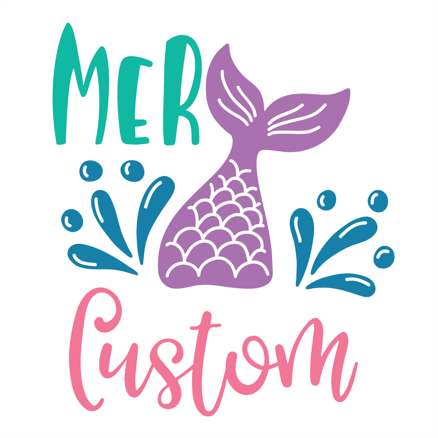 (s198-8I) Mer Family Mermaid Tail Mama Custom Text