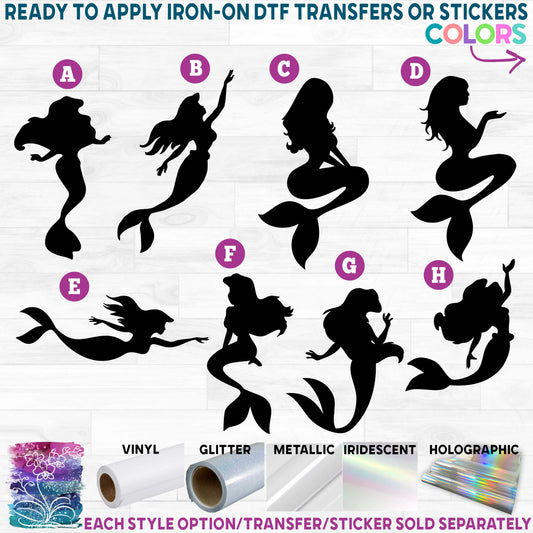 (s198-1) Mermaid Mermaids Printed Heat Transfer or Sticker