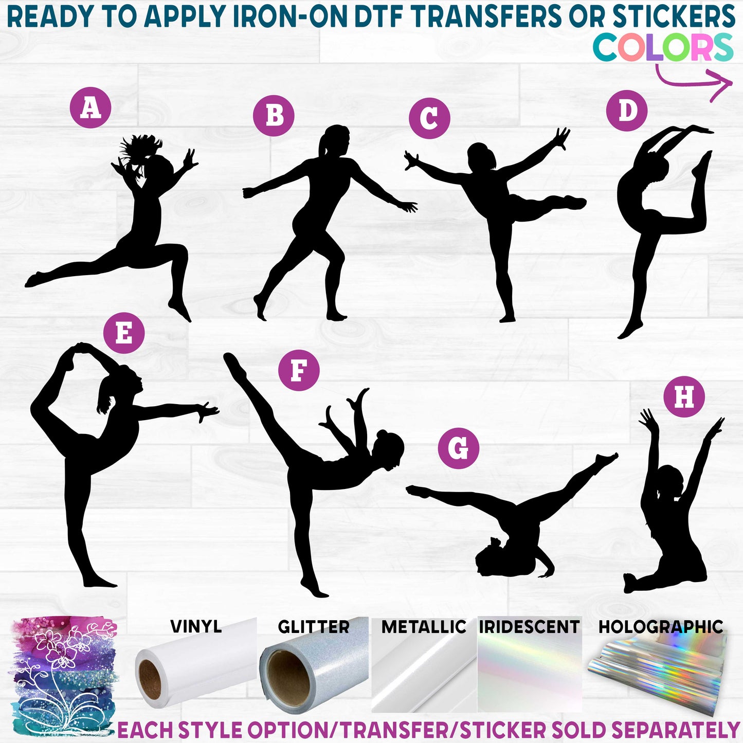 (s019-1) Gymnastics Gymnast g Printed Heat Transfer or Sticker