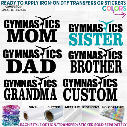 (s019-4A) Gymnastics Mom Family Printed Heat Transfer or Sticker