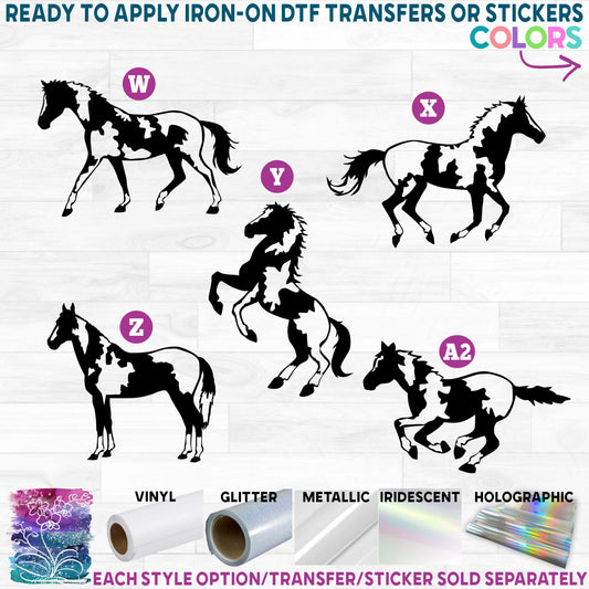 (s001) Horse Horses Paint Pinto Printed Heat Transfer or Sticker