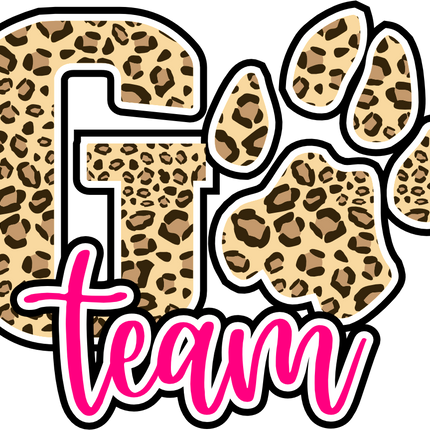 (334-02-A) Go Team Name Leopard Print Custom