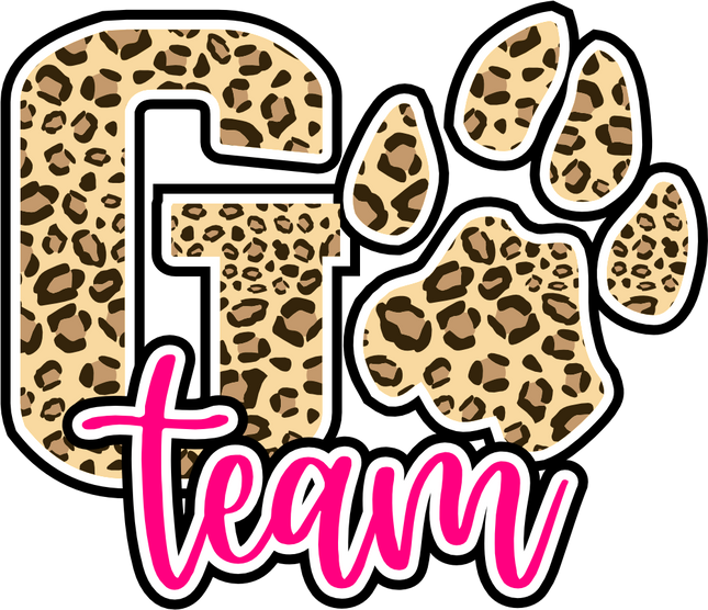 (334-02-A) Go Team Name Leopard Print Custom